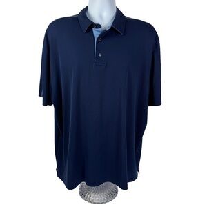 Roundtree & Yorke Cool Core 3-Button Short Sleeve Polo Shirt Men's XXL Navy Blue